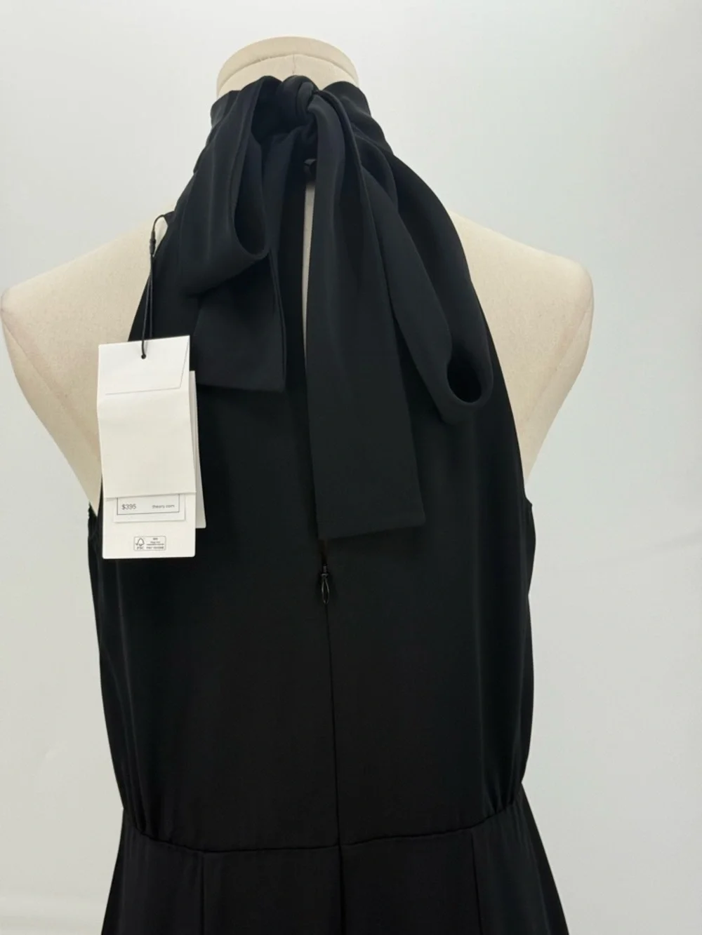 Theory Black Halter Neck Tie Jumpsuit Wide Leg Sleeveless Minimalist Luxe Size 2 - Picture 3 of 15